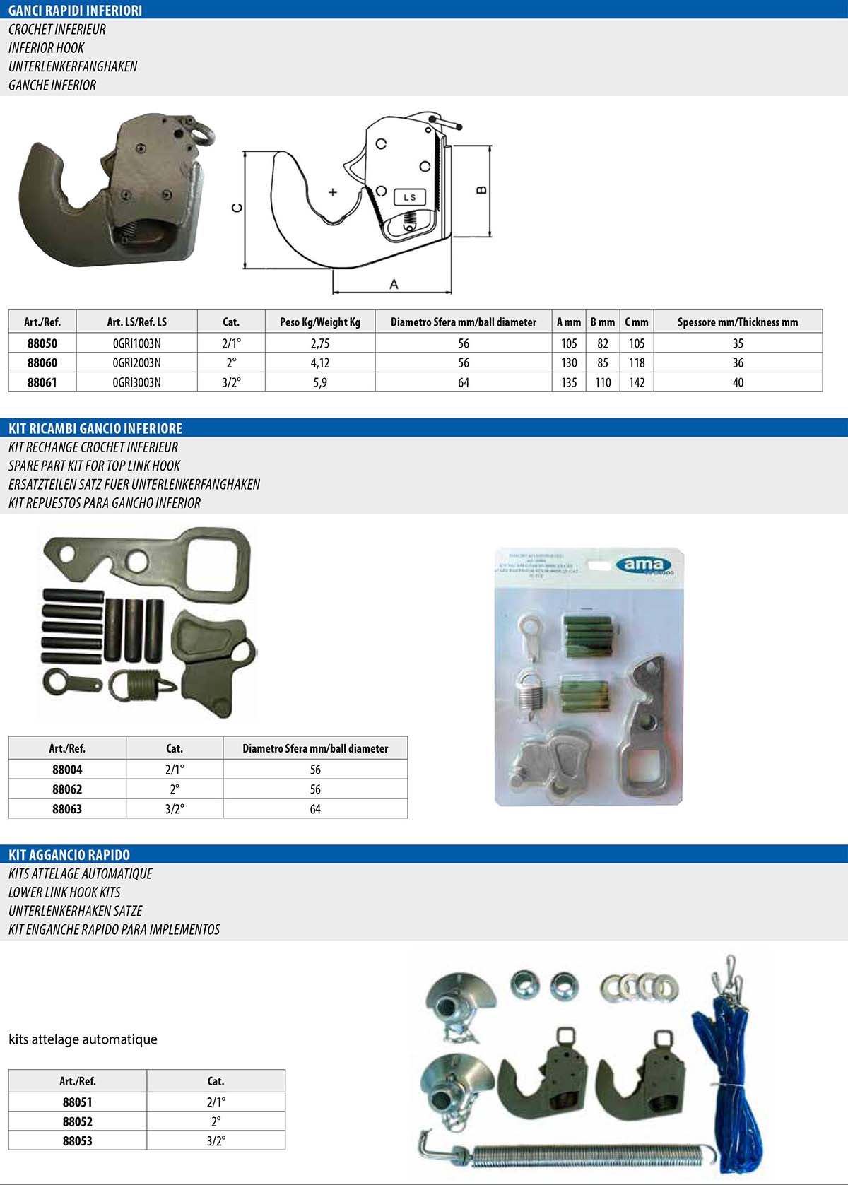 Fast-fitting hooks & elevator arms